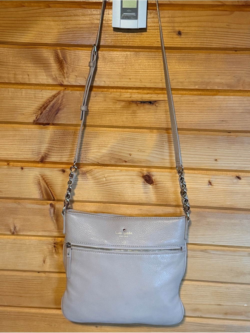 kate spade Pebbled Leather Crossbody in Light Beige